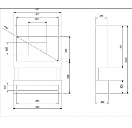 Media Wall S-1250 White with Oak